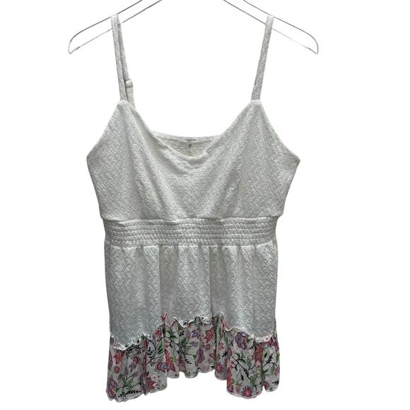 Maurices Floral Hem Smocked V-Neckline Peplum Cami Tank Blouse Top Size Large - Picture 2 of 8